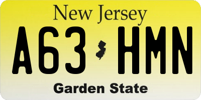 NJ license plate A63HMN