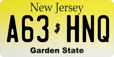 NJ license plate A63HNQ