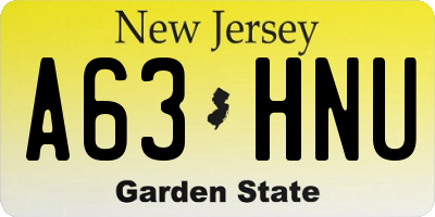 NJ license plate A63HNU