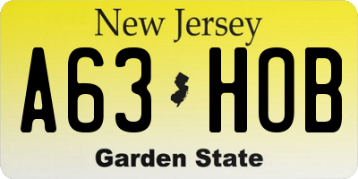 NJ license plate A63HOB