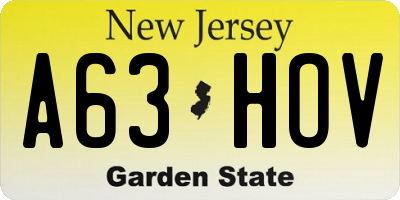 NJ license plate A63HOV