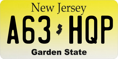 NJ license plate A63HQP
