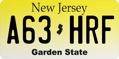 NJ license plate A63HRF