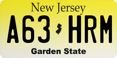 NJ license plate A63HRM