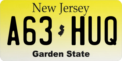 NJ license plate A63HUQ