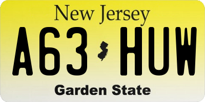 NJ license plate A63HUW