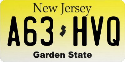 NJ license plate A63HVQ