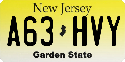 NJ license plate A63HVY