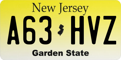 NJ license plate A63HVZ