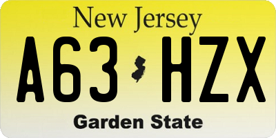 NJ license plate A63HZX