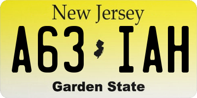 NJ license plate A63IAH