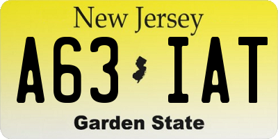 NJ license plate A63IAT