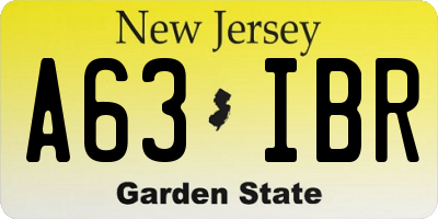 NJ license plate A63IBR
