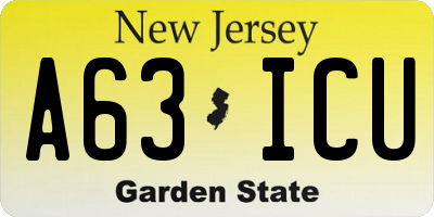 NJ license plate A63ICU