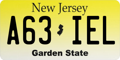 NJ license plate A63IEL