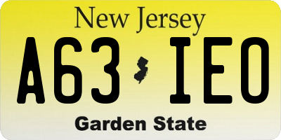 NJ license plate A63IEO
