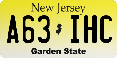 NJ license plate A63IHC