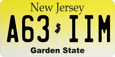 NJ license plate A63IIM