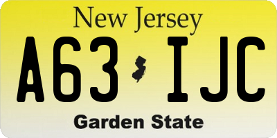 NJ license plate A63IJC