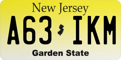 NJ license plate A63IKM