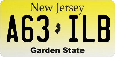 NJ license plate A63ILB