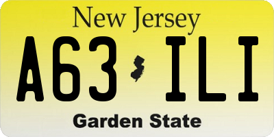 NJ license plate A63ILI
