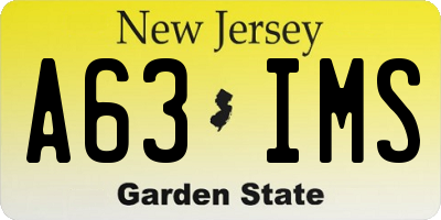 NJ license plate A63IMS