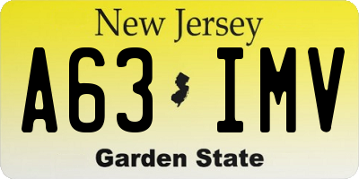 NJ license plate A63IMV