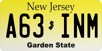 NJ license plate A63INM