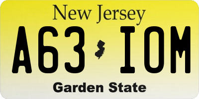 NJ license plate A63IOM