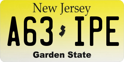 NJ license plate A63IPE