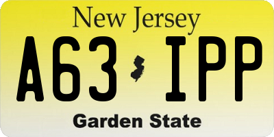 NJ license plate A63IPP