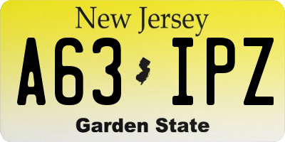 NJ license plate A63IPZ