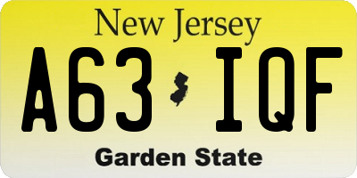 NJ license plate A63IQF