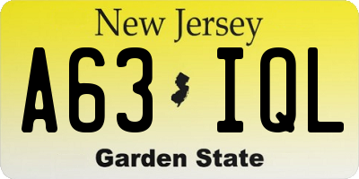 NJ license plate A63IQL