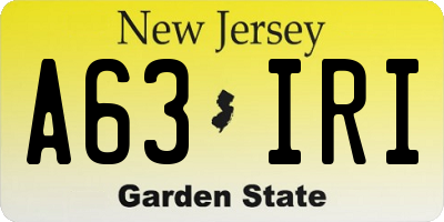 NJ license plate A63IRI