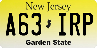 NJ license plate A63IRP