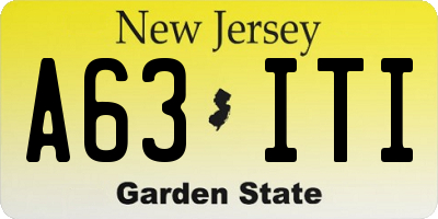 NJ license plate A63ITI