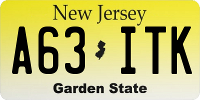 NJ license plate A63ITK