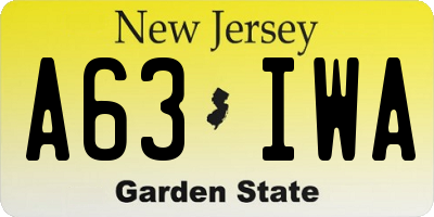 NJ license plate A63IWA