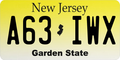 NJ license plate A63IWX
