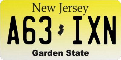 NJ license plate A63IXN