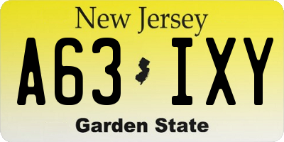 NJ license plate A63IXY