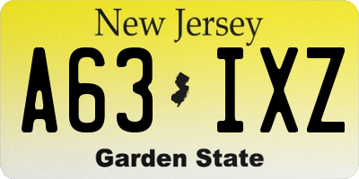 NJ license plate A63IXZ