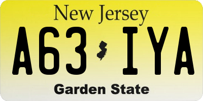 NJ license plate A63IYA