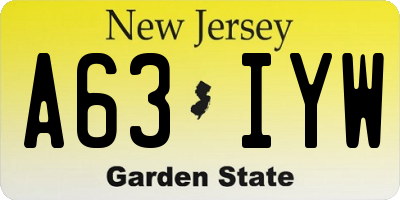 NJ license plate A63IYW