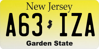 NJ license plate A63IZA