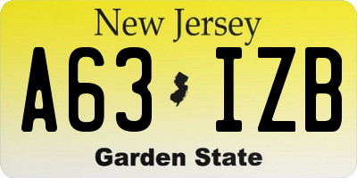 NJ license plate A63IZB