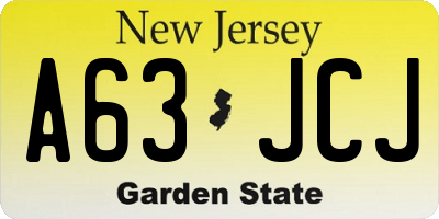 NJ license plate A63JCJ