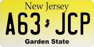 NJ license plate A63JCP